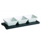 3 Square Bowls 8x8cm with Wooden Stand 27x10cm